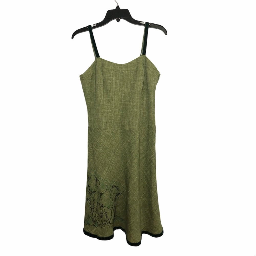 Hype Green Velvet Tweed Fit Flare Dress 4